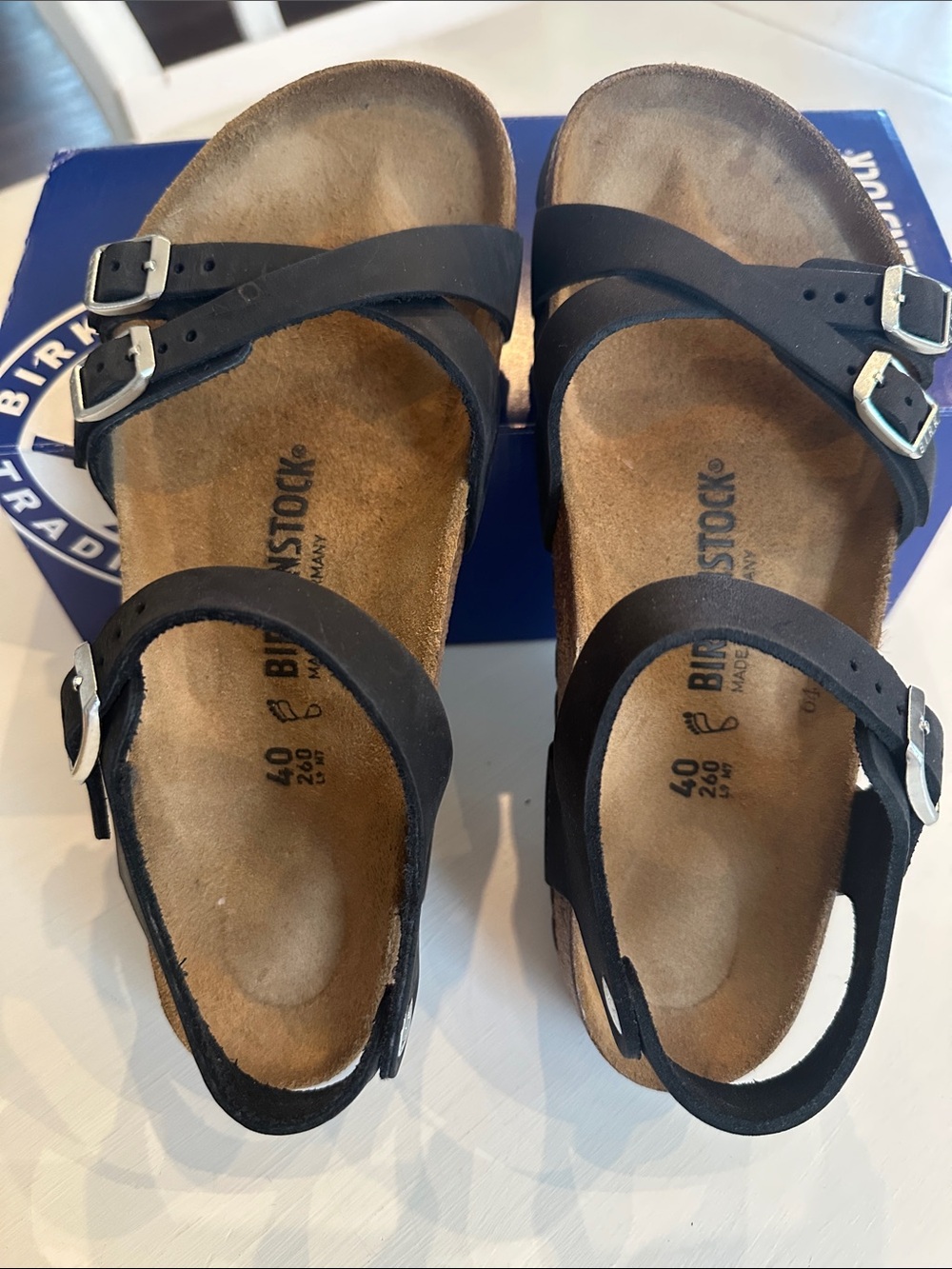 Birkenstock Black Leather Triple-Strap Ankle Sandals - Picture 7 of 9